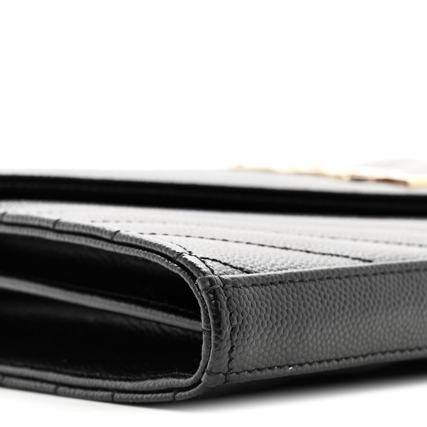 Grain De Poudre Matelasse Chevron Monogram Chain Wallet Black