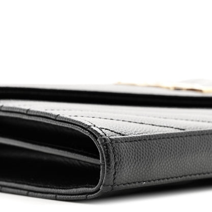 Grain De Poudre Matelasse Chevron Monogram Chain Wallet Black