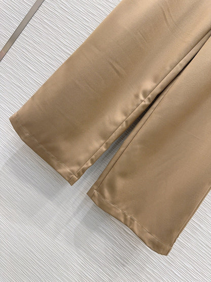 Celine 26S Wide-leg Trousers Celine Belt Beige Polyester Viscose 351299