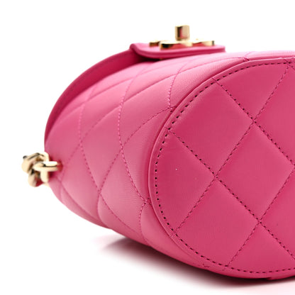 Lambskin Resin Elegant Chain Vanity Case Dark Pink