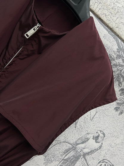 Prada 25 Sleeveless Waist Dress Red Burgundy Polyester