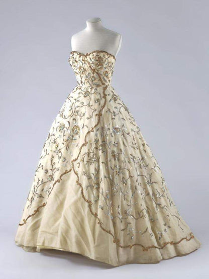 formaldressy--Vintage Floral Long Tulle Prom Dress Ball Gown gh5556