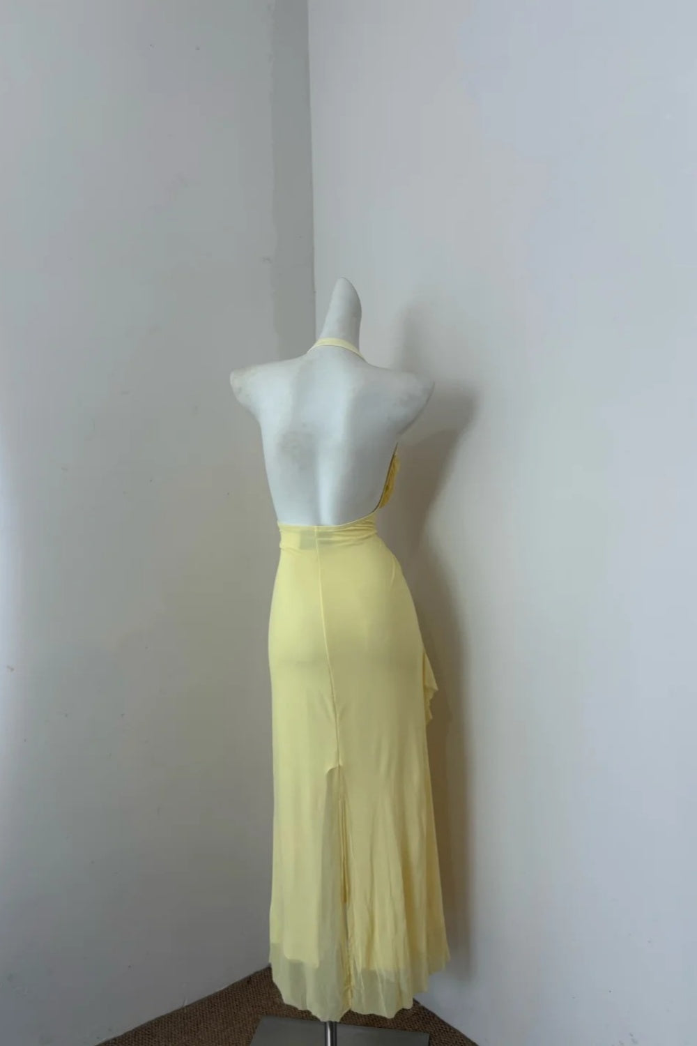 formaldressy--Yellow fashionable suspender long chiffon ruffle prom dress gh5472
