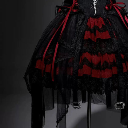 formaldressy-Black red beaded tulle lace short homecoming dress birthday dress gh5347