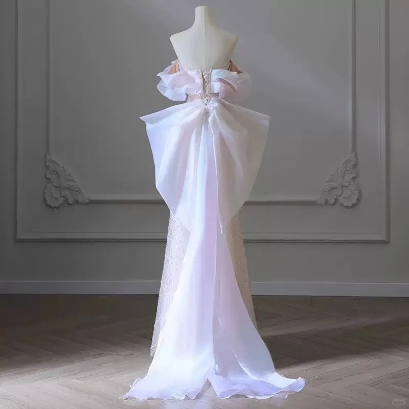 formaldressy-Pink gorgeous sparkling pearl pearl embellishment long tulle and floor formal ball dress gh5315