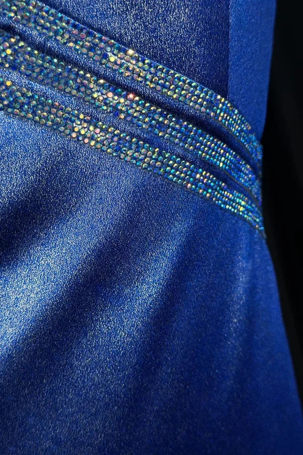 formaldressy-Exquisite Blue Cross - Back Rhinestone Evening Dress gh5847