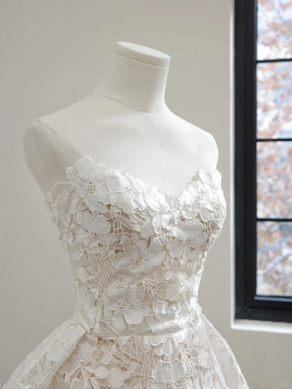 formaldressy-White Floral Lace Short Homecoming Dress Birthday Party Dress gh5068