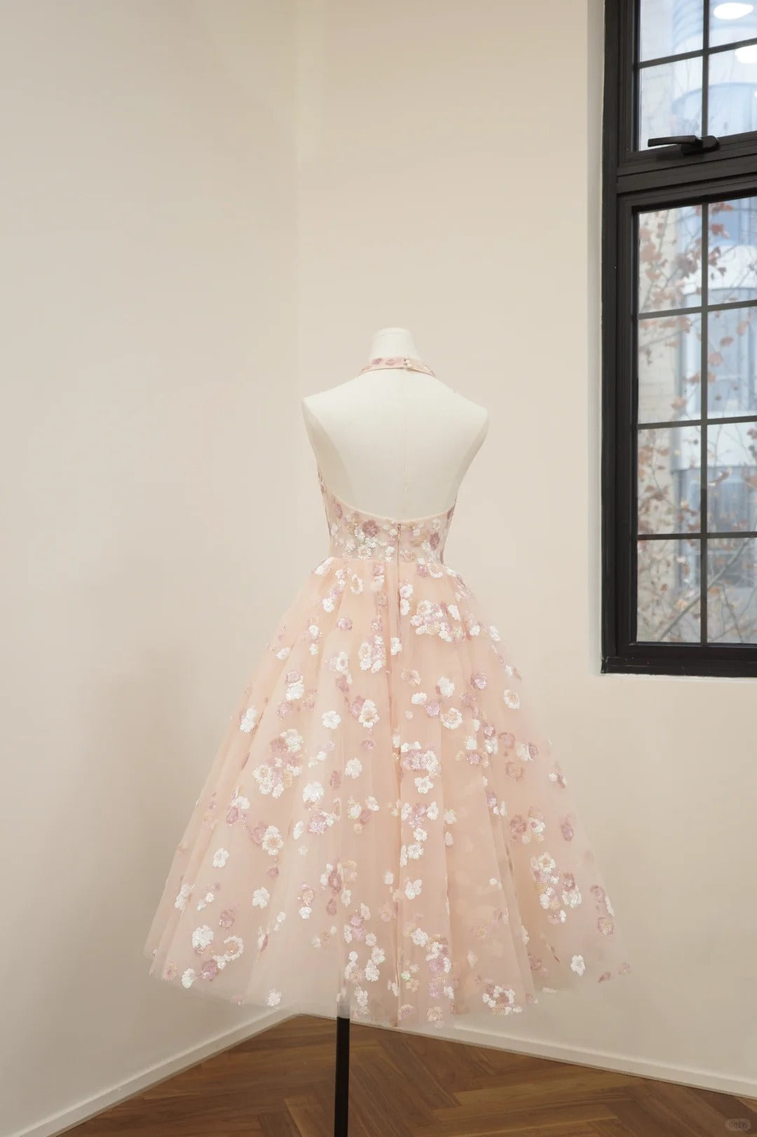 formaldressy-Pink floral fashion long tulle sequin homecoming dress birthday dress Prom dress evening dress gh5071
