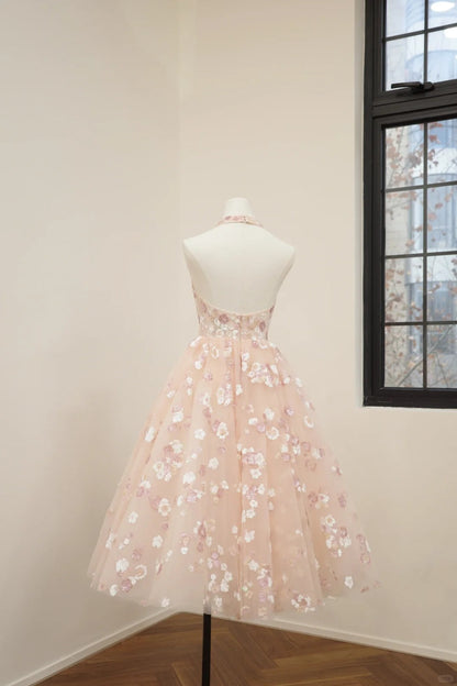 formaldressy-Pink floral fashion long tulle sequin homecoming dress birthday dress Prom dress evening dress gh5071