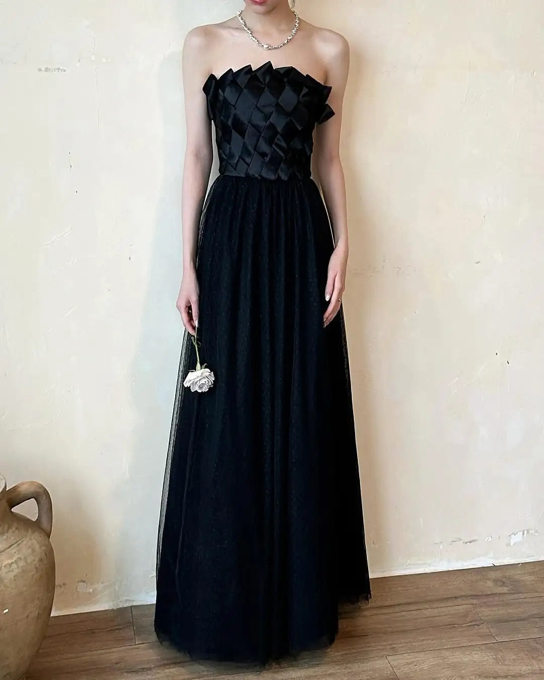 formaldressy--Retro Black Swan Simple Elegant Formal Long Tulle Prom Dress gh5607