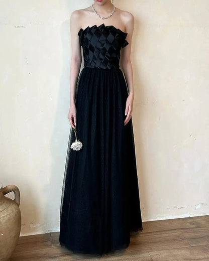formaldressy--Retro Black Swan Simple Elegant Formal Long Tulle Prom Dress gh5607
