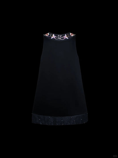 formaldressy-Black exquisite floral elegant fairy girl short satin homecoming dress birthday dress gh5371