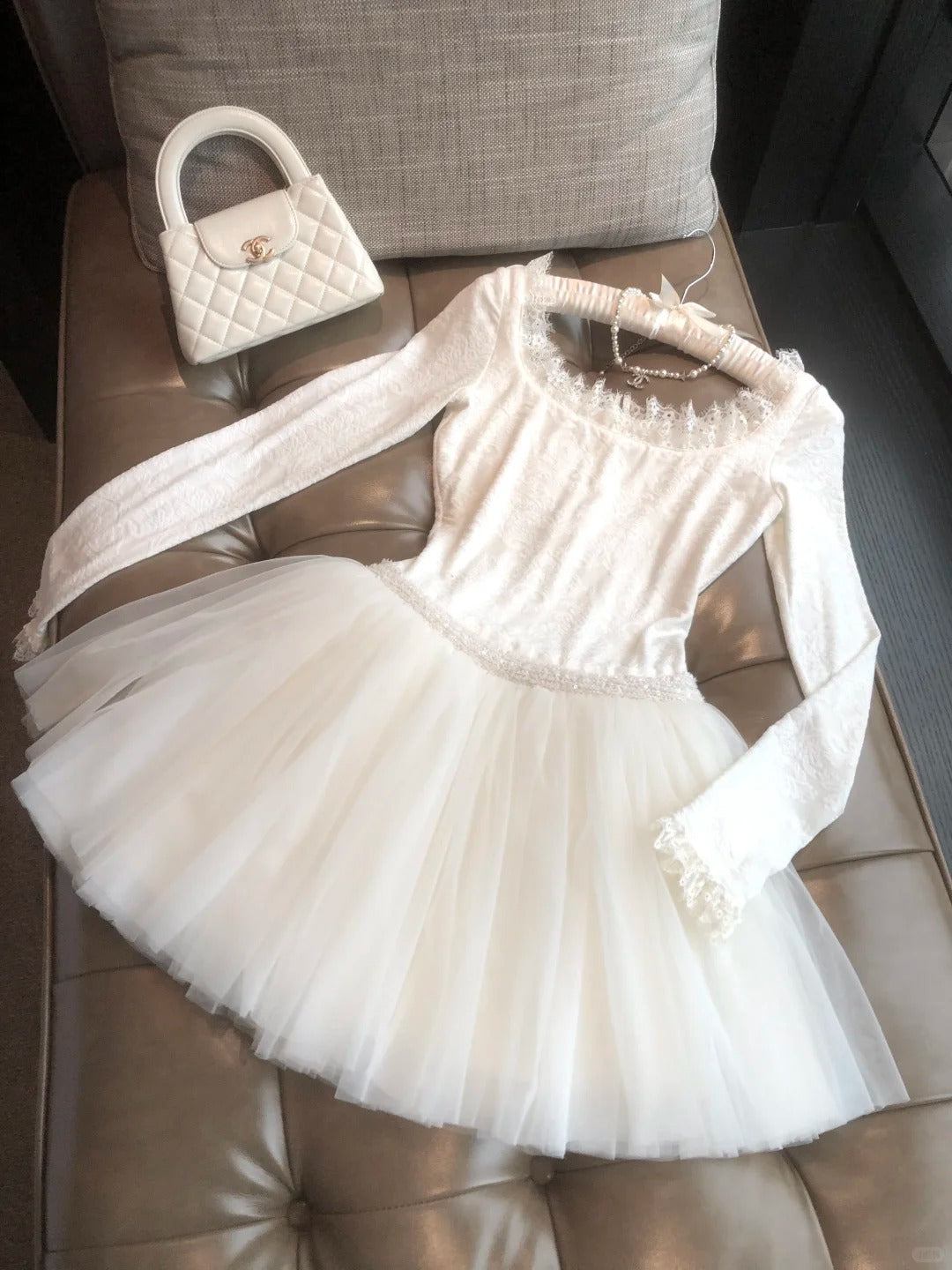 formaldressy-White short chiffon princess homecoming dress birthday party dress eighth grade dress French little princess ballet skirt gh5296