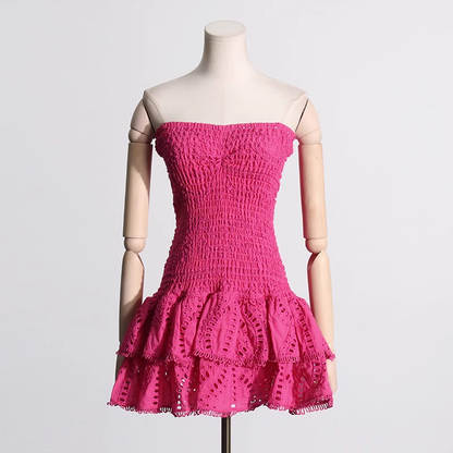 Cute Sheath Strapless Blue Lace Vacation Dress Short Birthday Dresses SD173