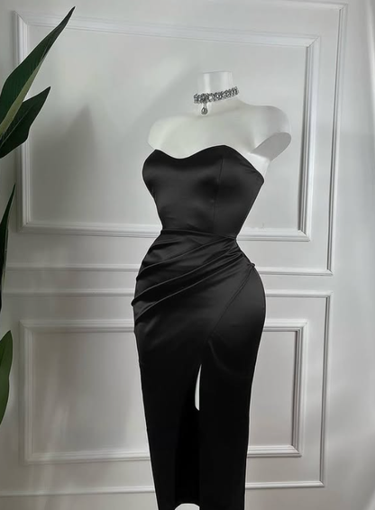 Sexy Burgundy Sheath Sweetheart Neck Satin Knee Lenght Prom Dress Cocktail Dress SH4346