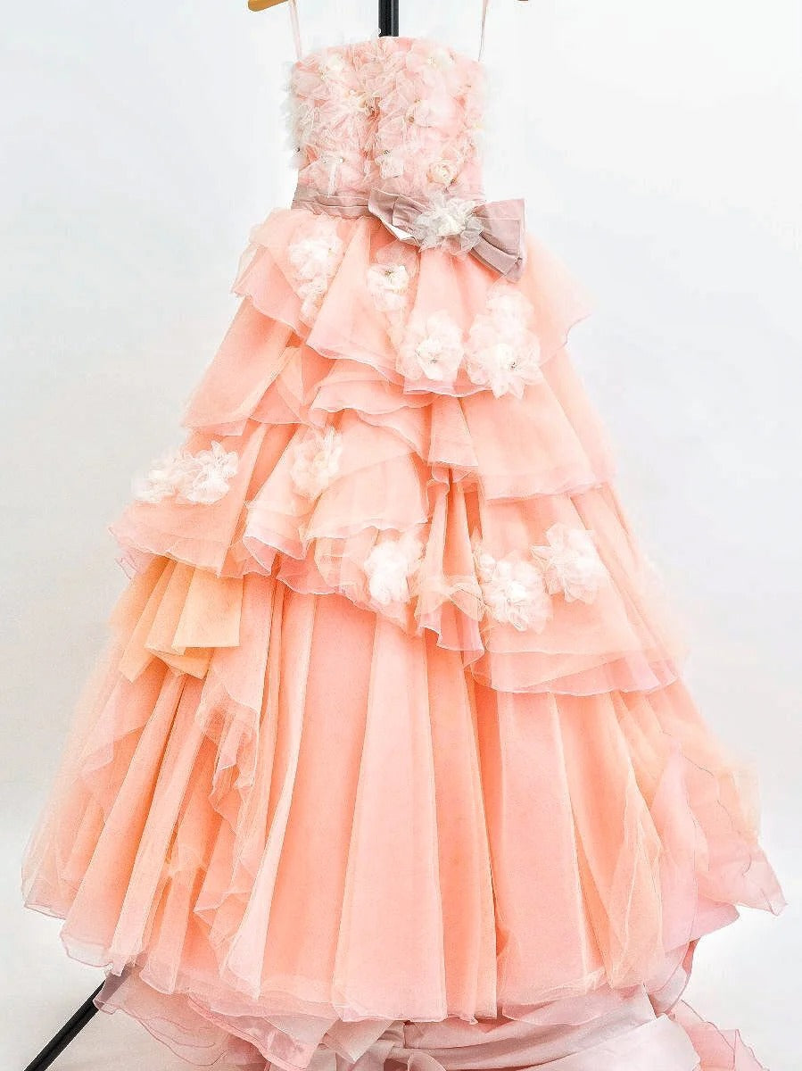 formaldressy-Blue/Pink Floral Fashion Gorgeous Elegant Long Tiered Tulle Ball Gown gh5323