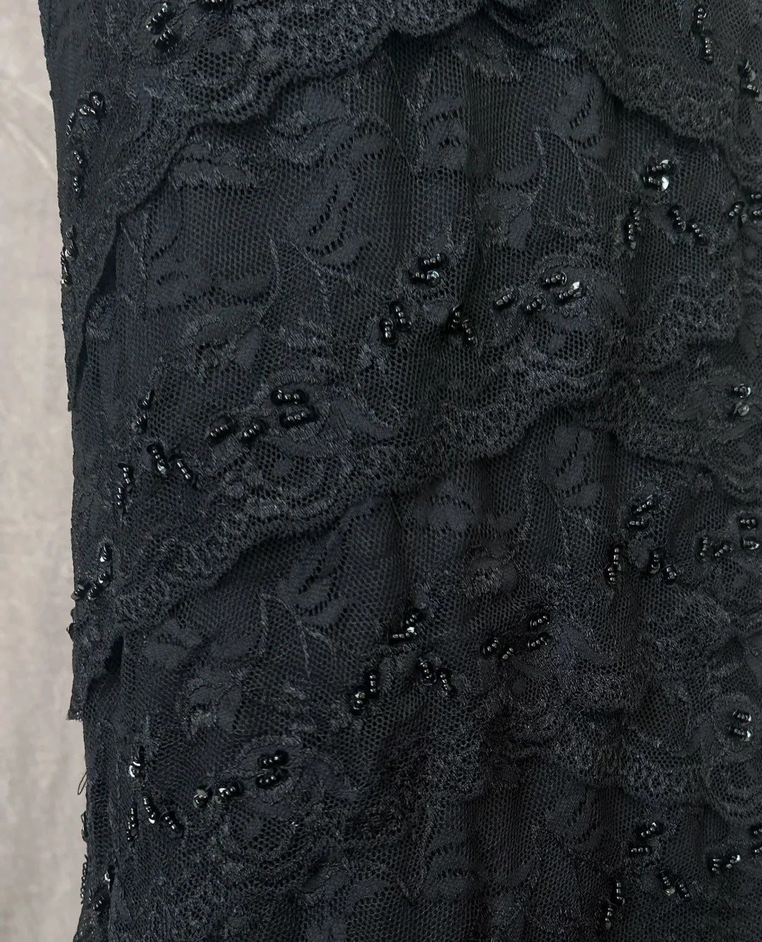 formaldressy-Black Vintage Beaded Long Lace Dress gh6243