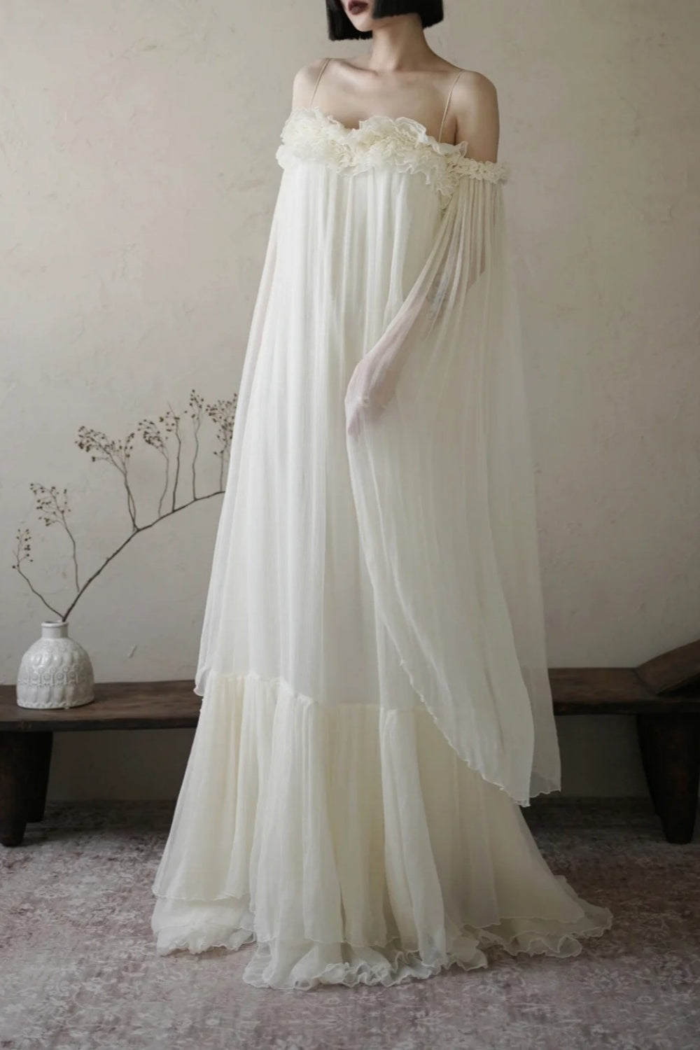 formaldressy--White fairy dress long chiffon dress gh5735