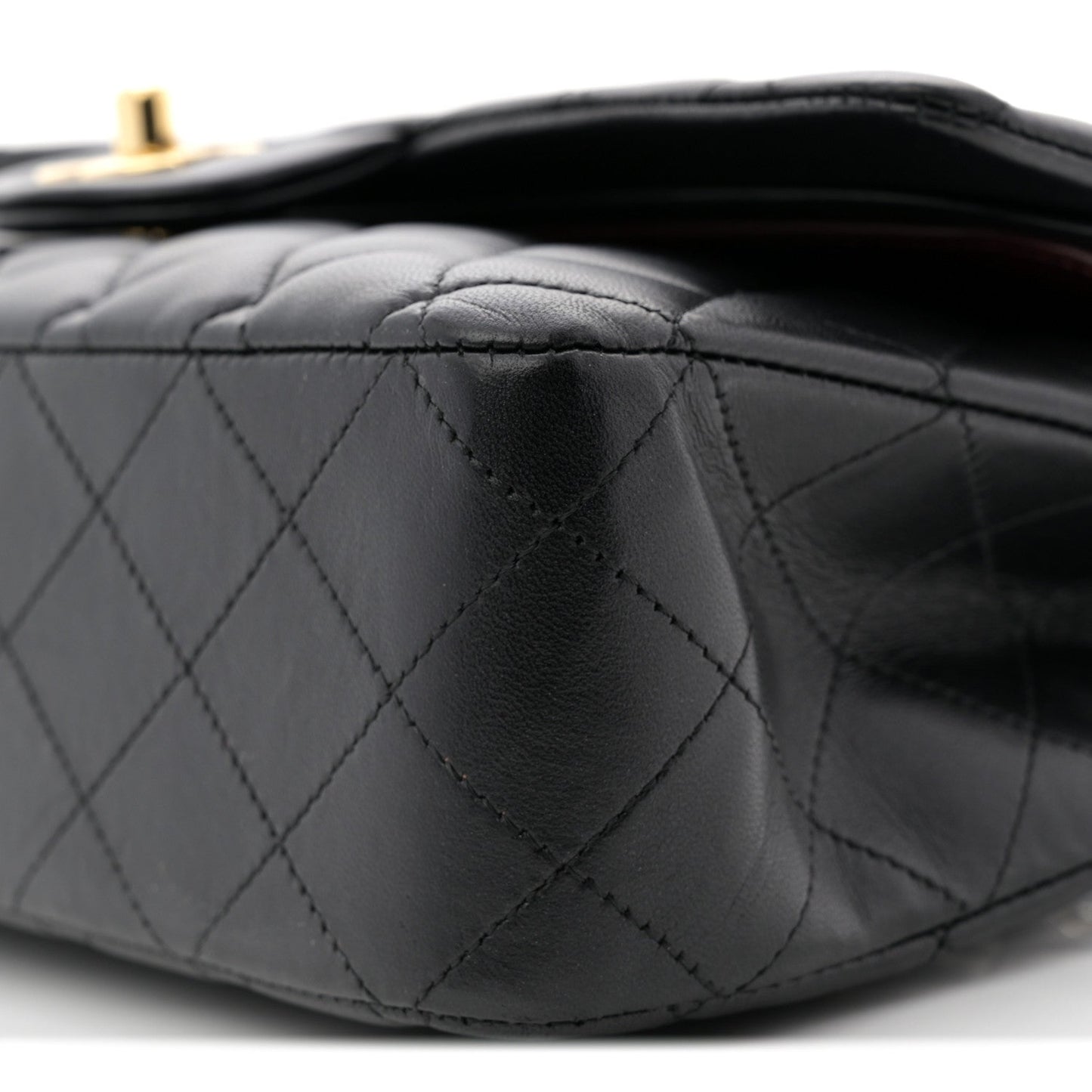 Lambskin Quilted Medium Double Flap Black