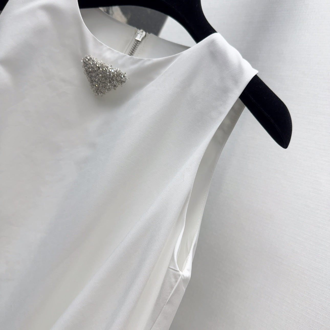 Prada 2025 Sleeveless Dress A-line Babydoll White Polyester