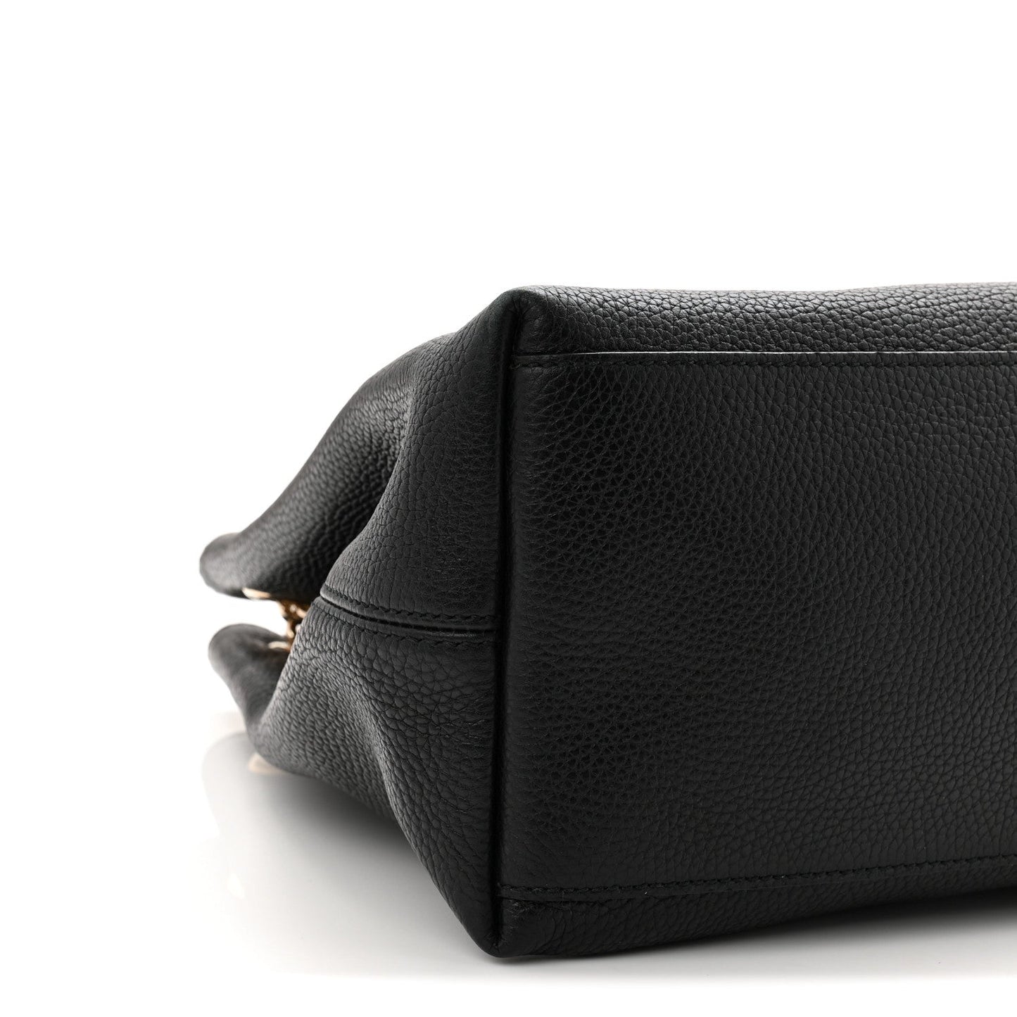 Pebbled Calfskin Medium Soho Chain Shoulder Bag Black