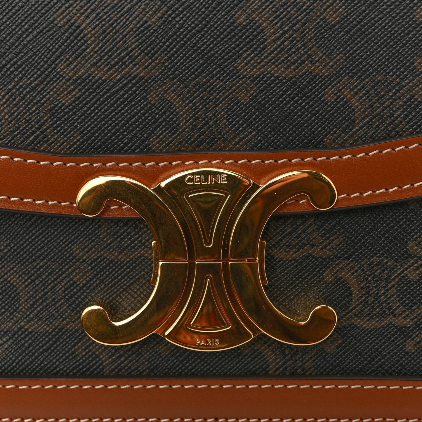 Calfskin Triomphe Canvas Teen Triomphe Bag Tan