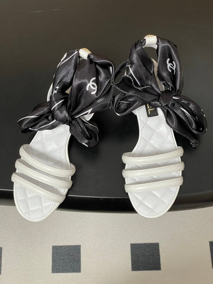 CC 26 Quilted Sandal 30mm With Scarf Sheepskin