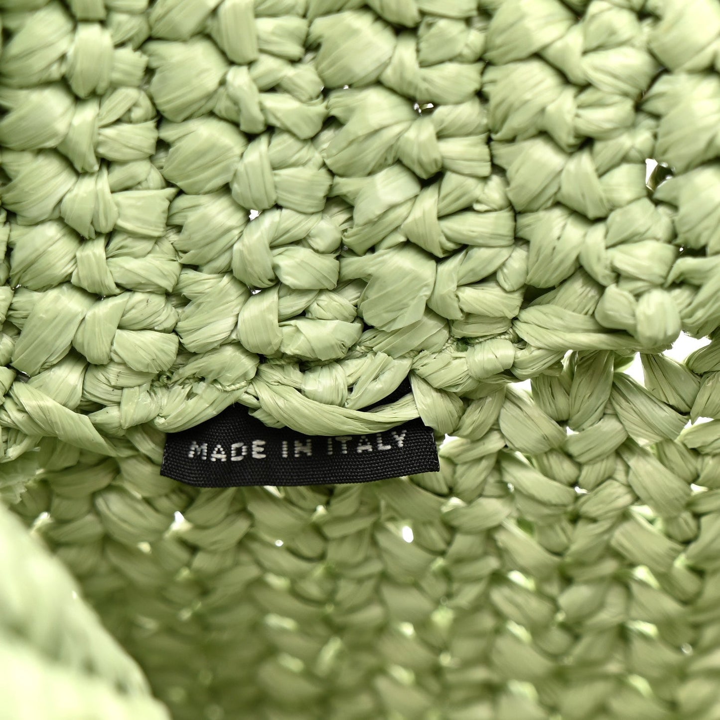 Yarn Raffia Effect Crochet Small Logo Tote Acqua