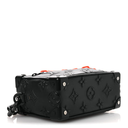 Calfskin Debossed Monogram Solar Ray Mini Soft Trunk Black