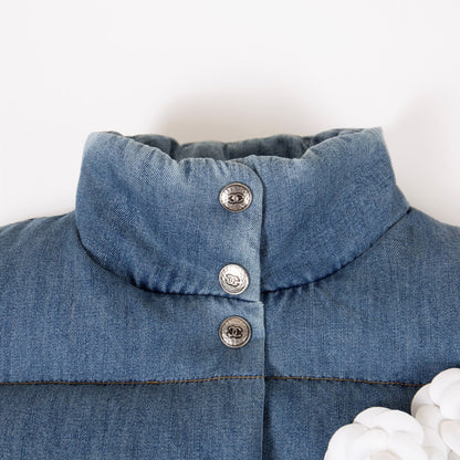 CC 24AW Jennie Denim Down Jacket With Camellias