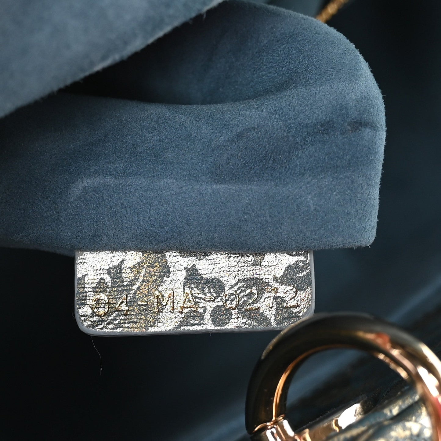 Metallic Lambskin Medium Brocart Lady Dior Metal Blue