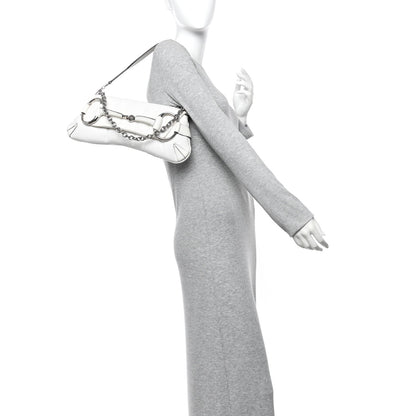 Nappa Vertical Matelasse Medium Maxi Horsebit Chain Shoulder Bag Mystic White