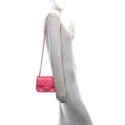 Lambskin Quilted Mini Square Flap Dark Pink