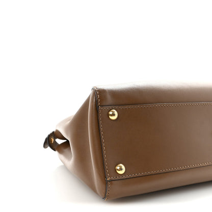 Vitello Morgan Fabric Jacquard Pequin Medium Peekaboo Iconic Satchel Foresta Tobacco Black