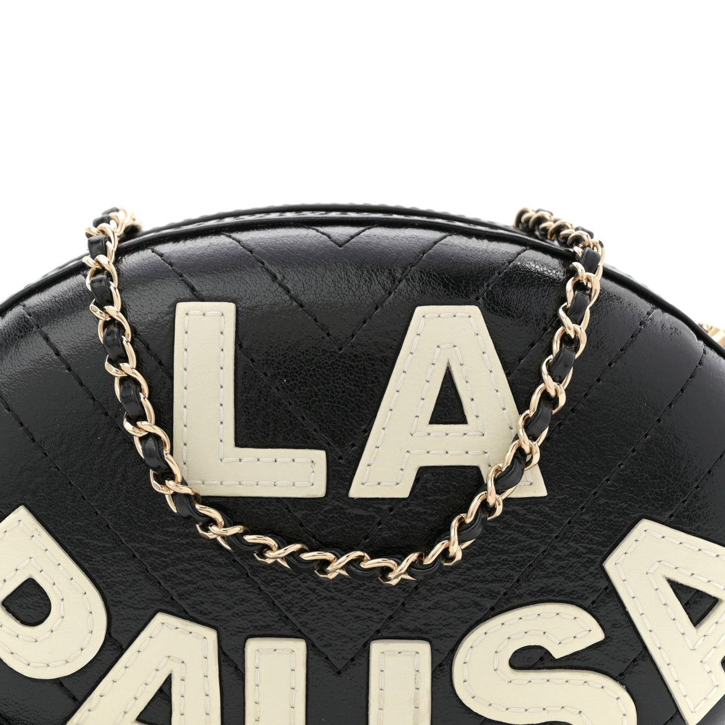Lambskin Embroidered Chevron Quilted La Pausa Tassel Clutch Black