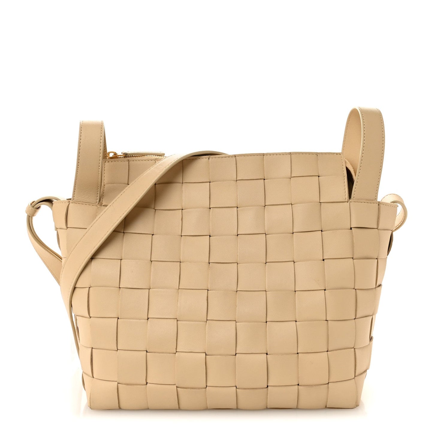 Lambskin Maxi Intrecciato Bowling Cassette Shoulder Bag Porridge