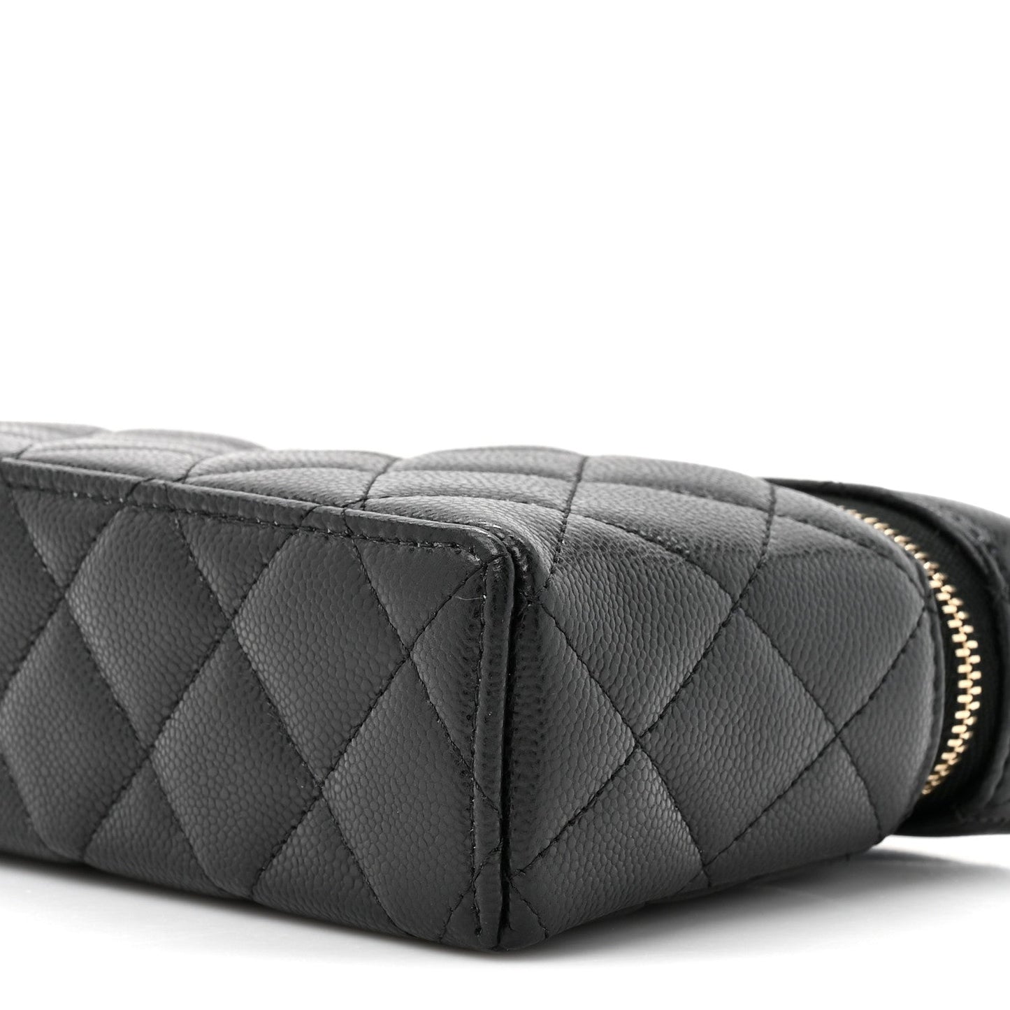Caviar Quilted Top Handle Slim Vanity With Chain Black