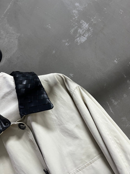 BV 25S Jacket Sheepskin Neck in White High-Weave Fabric