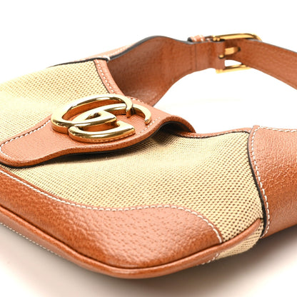 Canvas Textured Dollar Calfskin Small Aphrodite Shoulder Bag Beige Tan
