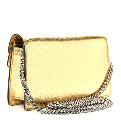 Metallic Calfskin Super Mini Dionysus Shoulder Bag Gold