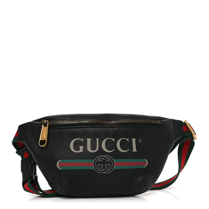 Grained Calfskin Small Logo Belt Bag Black