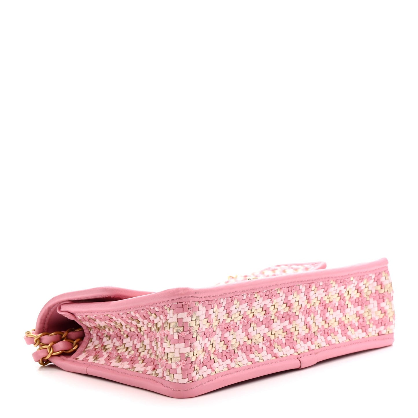 Metallic Lambskin Viscose Woven Flap Pink Gold