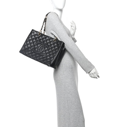 Caviar Quilted Grand Shopping Tote GST Black