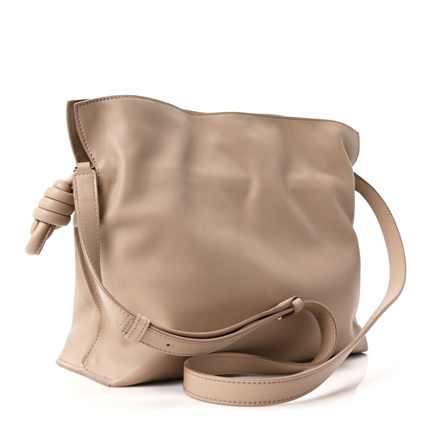 Nappa Calfskin Medium Flamenco Knot Clutch Sand
