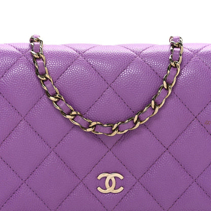 Caviar Quilted Wallet On Chain WOC Purple