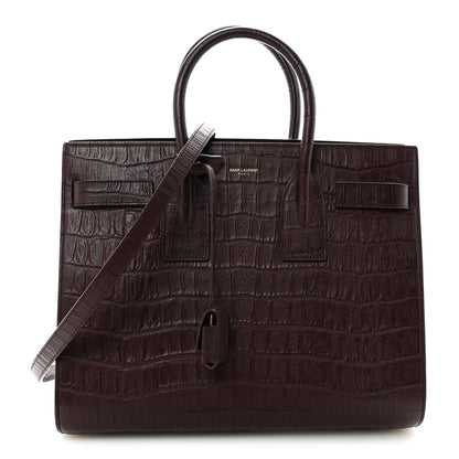 Calfskin Crocodile Embossed Small Sac De Jour Amarena