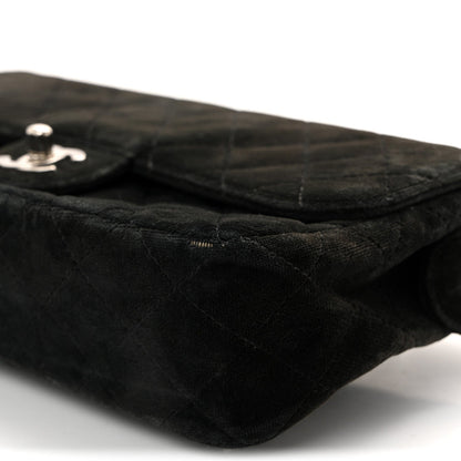 Velvet Quilted Flap Backpack Black