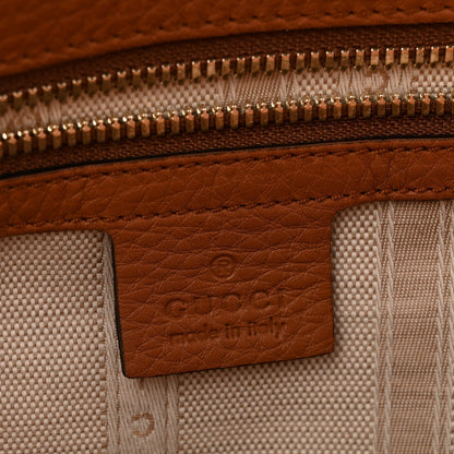 Calfskin Large Label Tote Brown