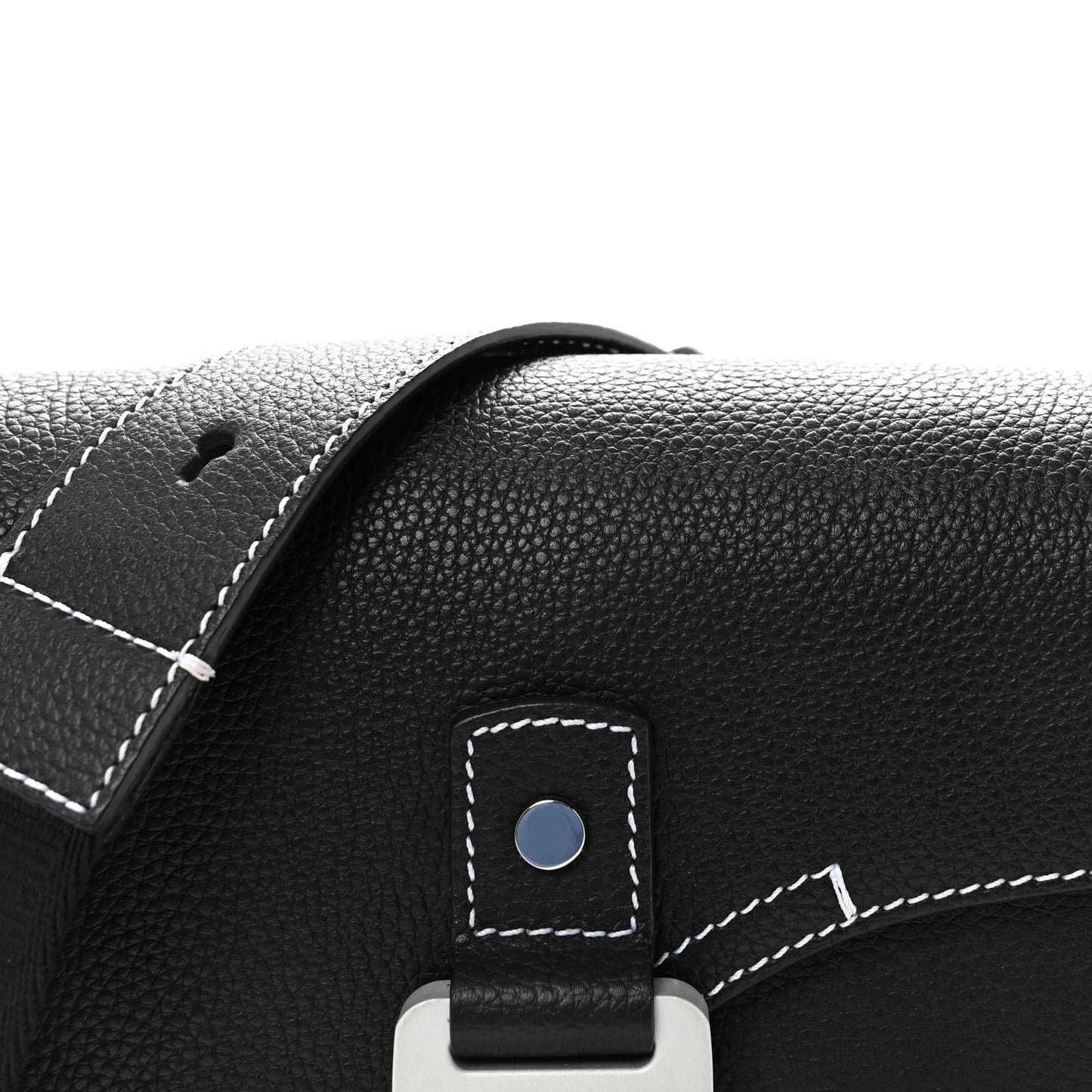 Grained Calfskin Medium Saddle Messenger Bag Black