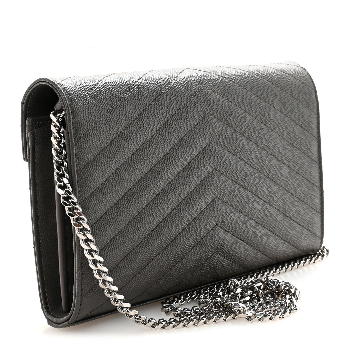Grain De Poudre Matelasse Chevron Monogram Chain Wallet Earth